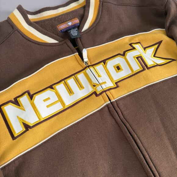 Veezo Wear RARE! Y2K ‘03’ New York Fleece Jacket Excellent Condition! LARGE Brwn - Picture 10 of 11